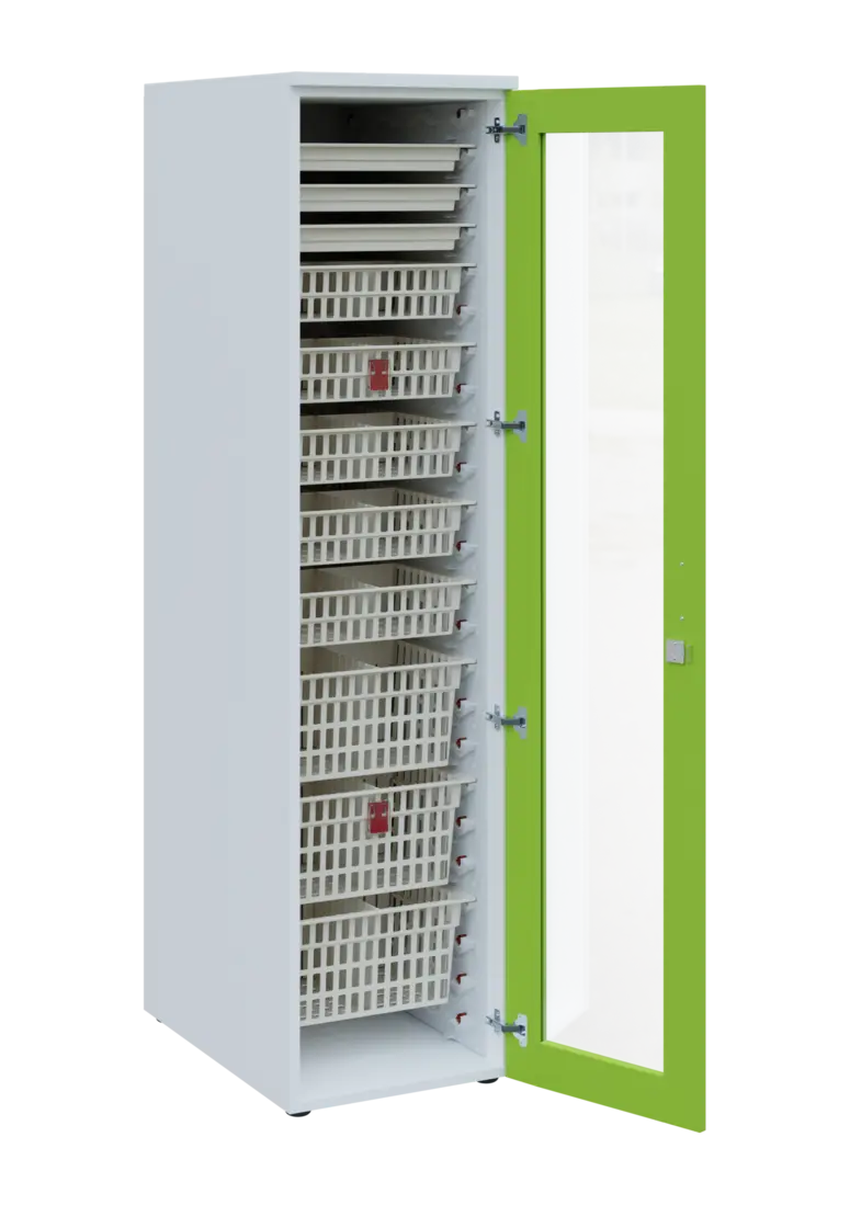 EUROMEDICA S - 46 ABS skříň léková boxová, 1-dveřová/prosklená, pravá, 1950x460x735, korpus bílý, dv